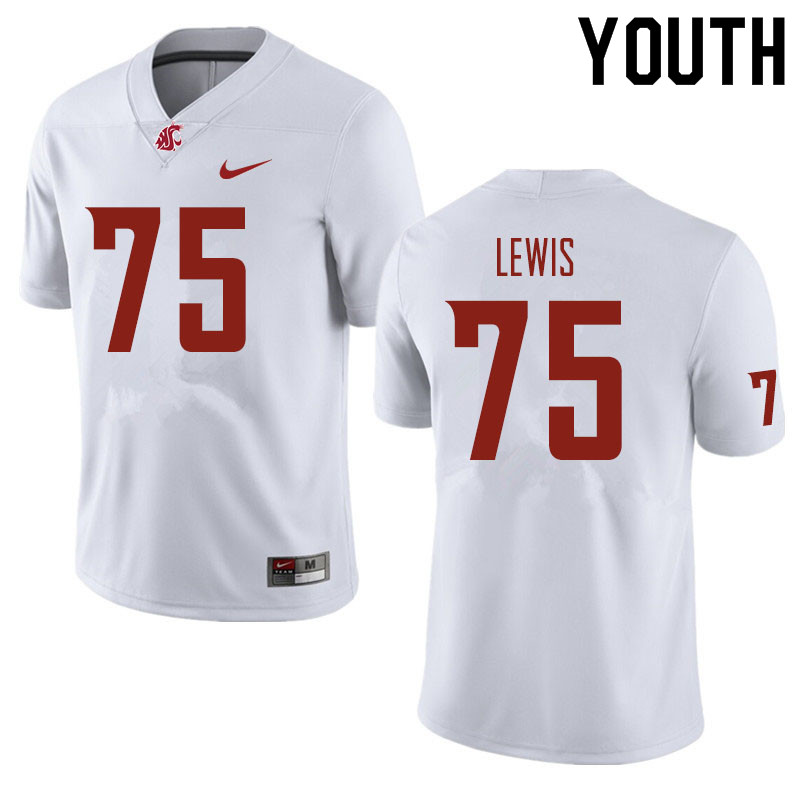 Youth #75 Dylan Lewis Washington State Cougars Football Jerseys Sale-White - Click Image to Close